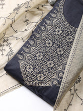 Neck Embroidered Cotton Blend Unstitched Suit Piece With Dupatta